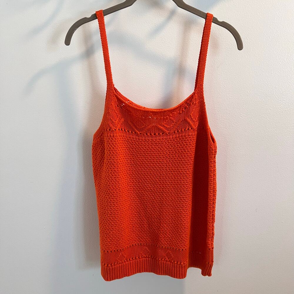 NWT Anthropologie Orange Knit 100% Cotton Tank Top Size L